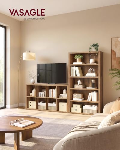 5-Tier Bookshelf, Minimalist Bookcase with Adjustable Shelves, view 3