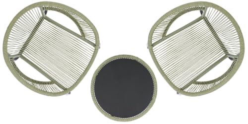 SAFAVIEH Outdoor Patio Furniture Collection - Otto Green & Black Rattan 3-Piece Bistro Set with 2 Chairs and Accent Table (PAT7549B)