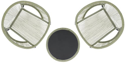 SAFAVIEH Outdoor Patio Furniture Collection - Otto Green & Black Rattan 3-Piece Bistro Set with 2 Chairs and Accent Table (PAT7549B)