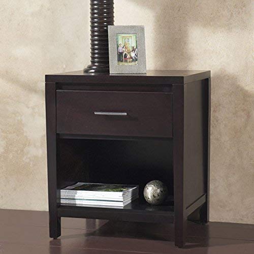 Solid Wood Nightstand, Nevis - Espresso, 1-Drawer