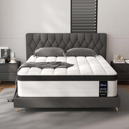 14 Inch Queen Mattress, Medium Firm Hybrid Pocket Spring Bed, view 2