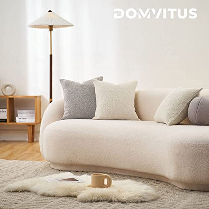 Luxury Decorative Throw Pillow Cover 18 x 18 Inch Textured Boucle Square Sofa Couch Pillow for Living Room Woven Accent Cushion Case, 1PC, Ivory