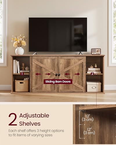 Farmhouse TV Stand for 65'' TV, Media Console, Sliding Barn Doors, view 5