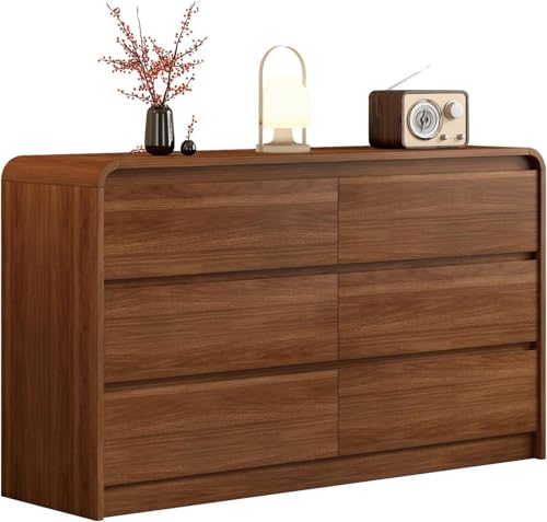 Dresser for Bedroom, 55 Inch 6 Drawer Wooden Chest of Drawers, view 2