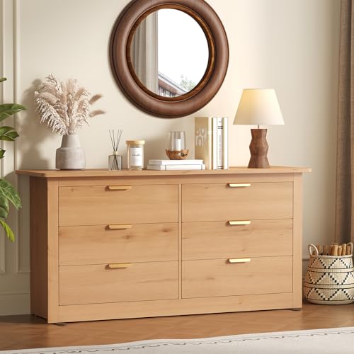 6-Drawer Storage Cabinet, 59" Wide Modern Chest of Drawers, Wood, view 5