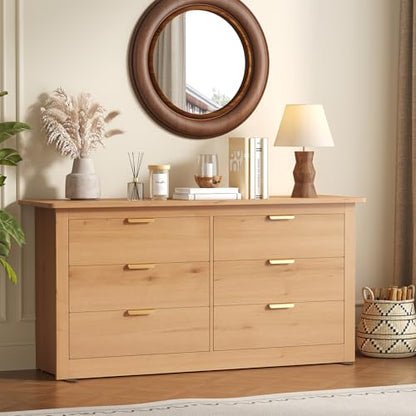 6-Drawer Storage Cabinet, 59" Wide Modern Chest of Drawers, Wood, view 5