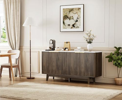 63'' Buffet Cabinet Sideboard with Storage, with 4 Doors, Brown, view 5