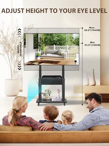 Rolling TV Stand with Fabric Drawer for 32-75 Inch Flat/Curved Screen, view 5