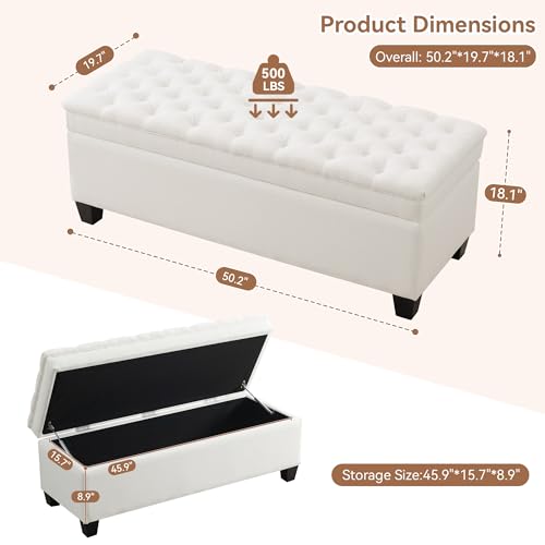 51" Fabric Storage Ottoman Bench, view 3
