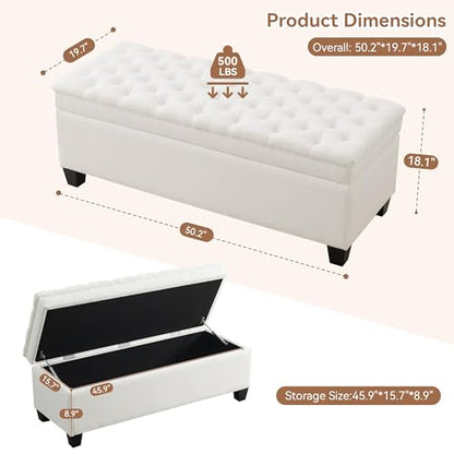 51" Fabric Storage Ottoman Bench, view 3