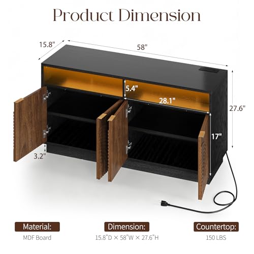 Modern Sideboard Buffet Cabinet with Storage, view 3