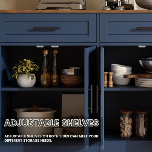 71” Large Sideboard Buffet Cabinet with Storage, Navy Blue, view 8
