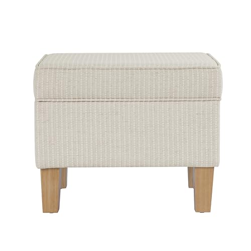22" Modern Rectangular Storage Ottoman - White Woven Stripe