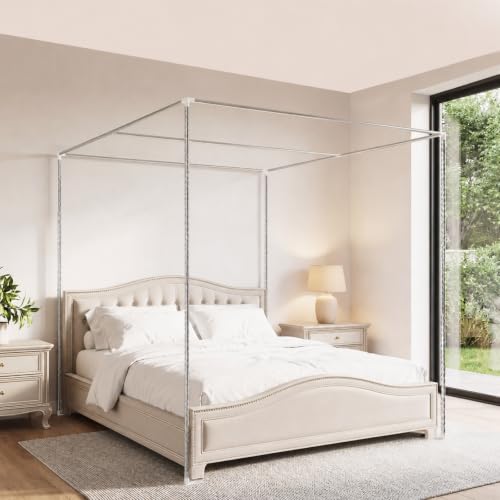 Canopy Bed Frame Full/Queen Size, Stainless Steel Four Corner Bed Brackets, view 2