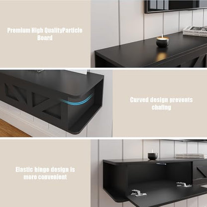 Black Floating TV Stand for 43 55 65 70 inch TV, view 6