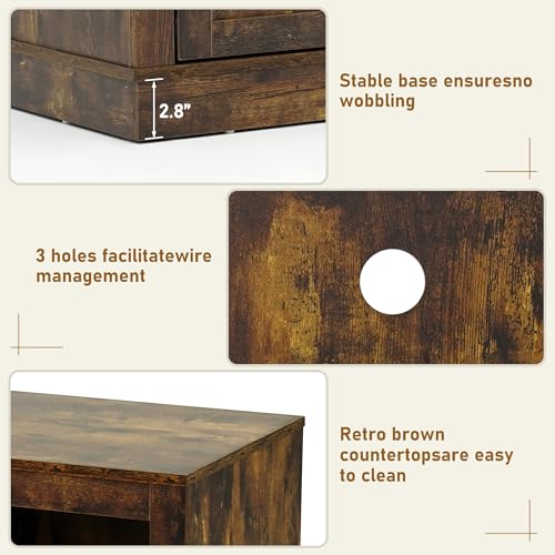 Farmhouse TV Stand for 70/75/80 Inch TV, 32”Tall Entertainment Center w/LED Light, Large Media Console Cabinet w/Barn Doors & Adjustable Shelves for Living Room, Rustic Brown