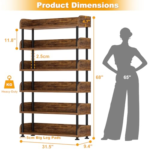 6-Tier Tall Open Bookshelf, view 3