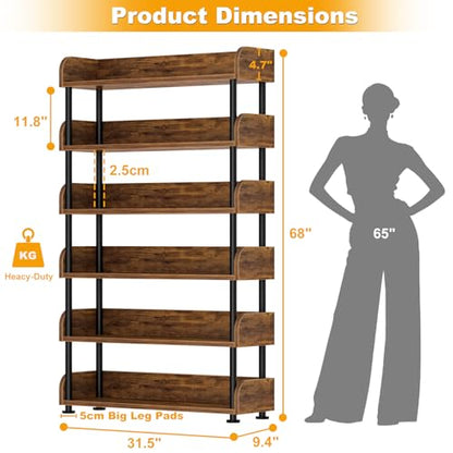 6-Tier Tall Open Bookshelf, view 3