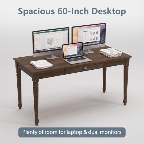 60" Rustic Farmhouse Wood Writing Desk with Storage Drawer, view 6