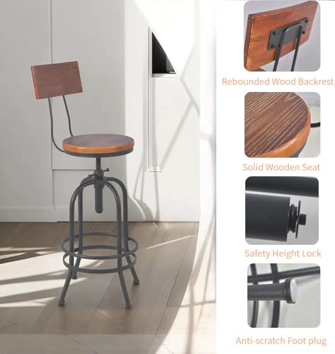 3 Pieces Industrial Dining Table with Set of 4 Bar Stools for Home Office Rustic Rectangular Bar Table with Chairs for Kitchen Meeting Room