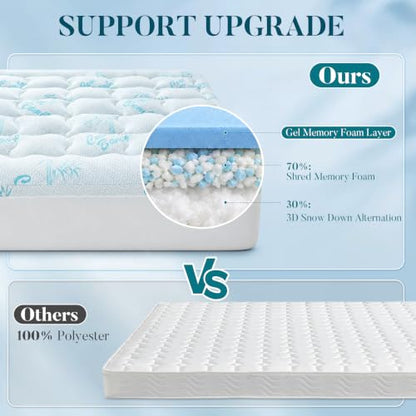 Queen Mattress Topper, Cooling Gel Memory Foam Topper for Hot Sleepers, view 3