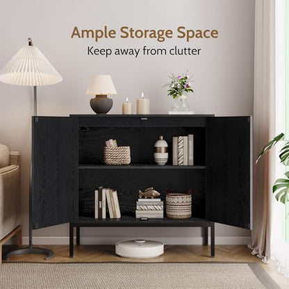 63“ W Black Rattan Cabinet, view 5