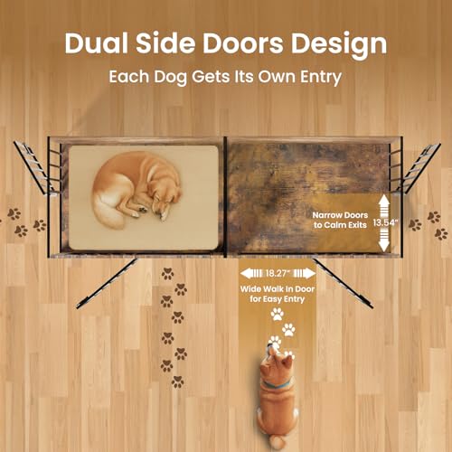 Dog Crate Furniture 78" Heavy Duty for 2 Large Dog, view 3