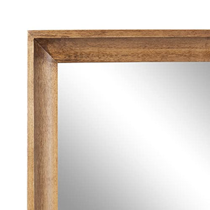 Hatherleigh Modern Farmhouse Rectangle Wooden Wall Mirror, 24 x 36, Rustic Brown, Decorative Wood Rectangular Mirror for Use in Bathroom, Entryway, or Bedroom