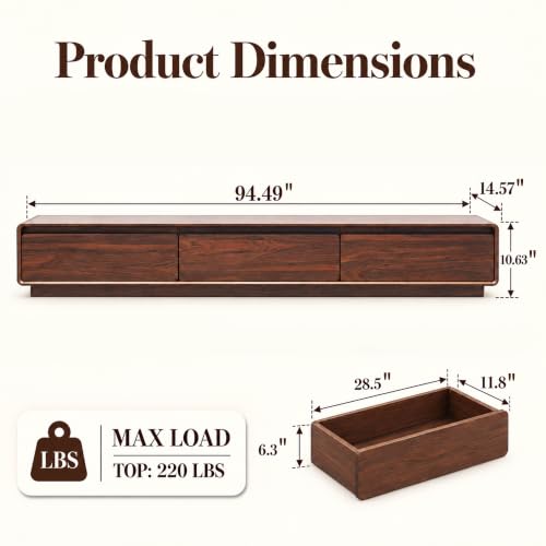 94.49'' Mid Century Modern TV Stand for Living Room with Storage, view 3