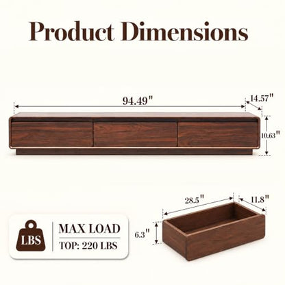 94.49'' Mid Century Modern TV Stand for Living Room with Storage, view 3