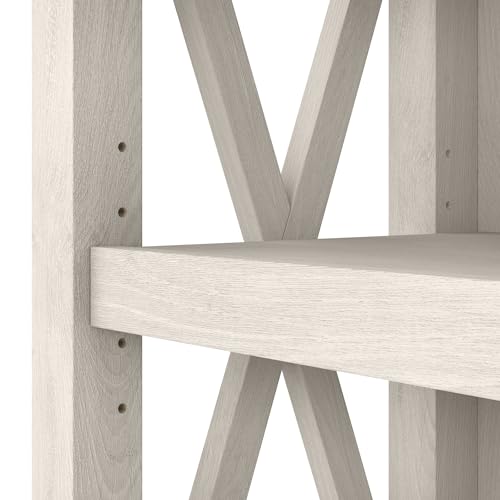 Tall 5 Shelf Bookcase for Living Room or Home Office, Large Bookshelf, Modern Farmhouse Style, Key West Collection, Linen White Oak