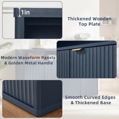 45-Inch Fluted Buffet Cabinet with 3 Doors,Dark Blue, view 6