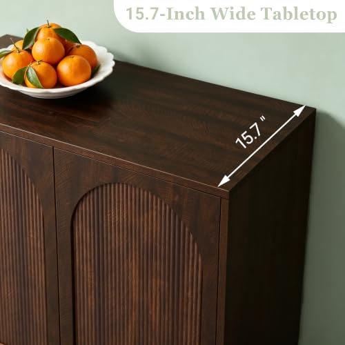 31.5” Dark Walnut Sideboard Buffet Cabinet with Storage Set of 3, view 5