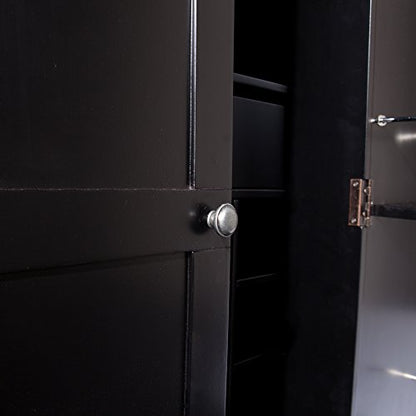 Cape Town Bar Cabinet w/Wine Storage, Faux Marble Countertop with Black Finish