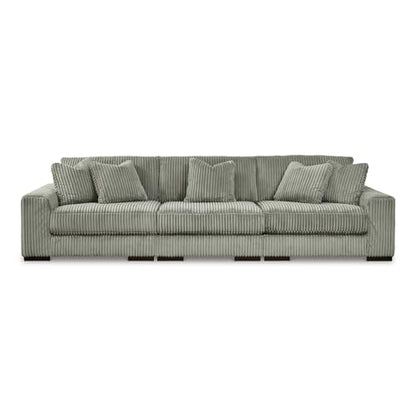 Signature Design by Ashley Lindyn Casual Contemporary 3-Piece Sectional Sofa with Reversible Cushions, Corded Fabric, Feather Cushion, Gray