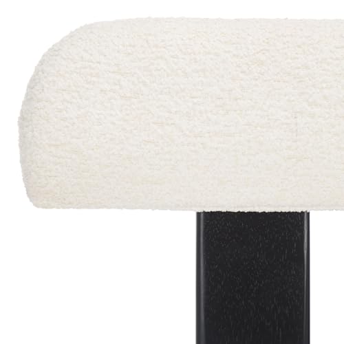 SAFAVIEH Home Collection Cayde Modern Cream Boucle Seat & Black Solid Wood Dining Chair