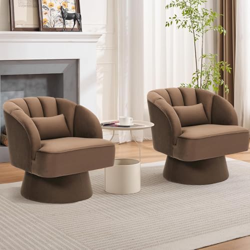 Swivel Accent Chair with Armrests, 360° Mid Century Modern Swivel Barrel Chair, view 7