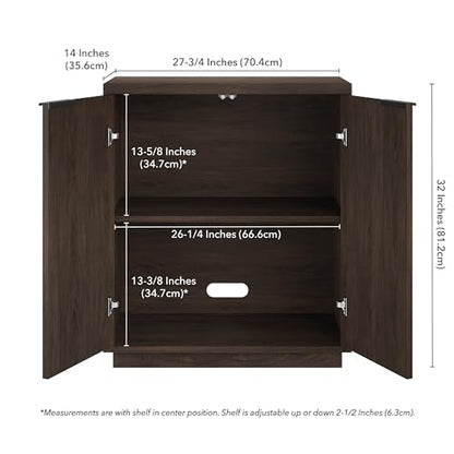 28" Fluted Wooden Accent Cabinet, Ribbed Modern Sideboard Buffet Cabinet with 2 Doors and an Adjustable Shelf for Living Room, Dining Room, Bedroom or Entryway, Rich Brown