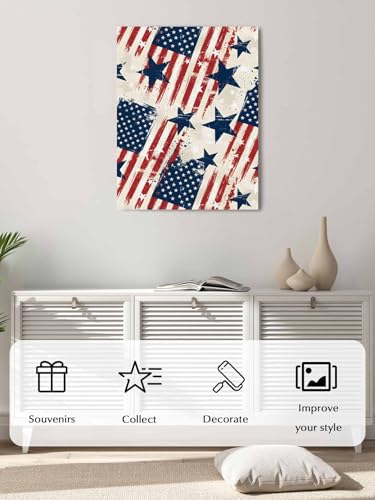 NuYeBiofx Independence Day USA Flag Canvas Wall Art Prints,40"x28" Framed Picture Artwork Stripes and Stars Watercolor Printed Canvas Oil Painting for Living Room Bedroom Office,Ready to Hang
