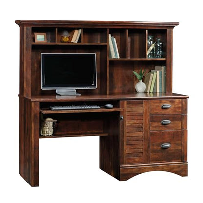 Harbor View Home Office Computer Desk with Hutch, Keyboard Tray, in Curado Cherry finish