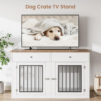 60" Dog Crate Furniture for 2 Dogs, view 7