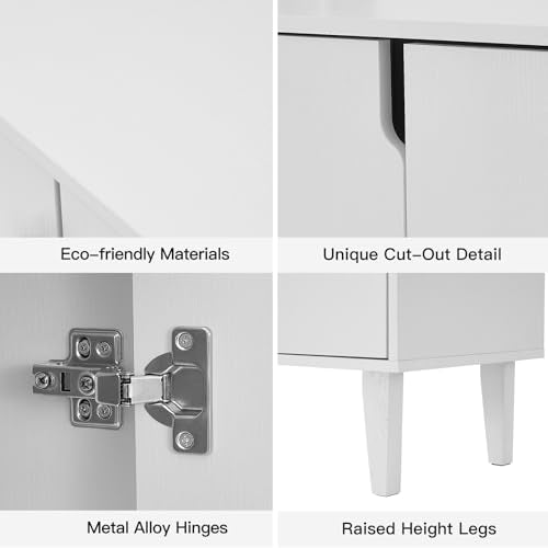 Kitchen Buffet Cabinet Storage Sideboard with 2 Doors 2 Shelves, 41.8" L x 15" W x 32.5" H (White)