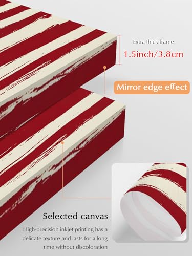 NuYeBiofx 4th of July Stars and Stripes Flag Canvas Wall Art Prints,40"x28" Framed Picture Artwork Patriotic Abstract Stripe Printed Canvas Oil Painting for Living Room Bedroom Office,Ready to Hang