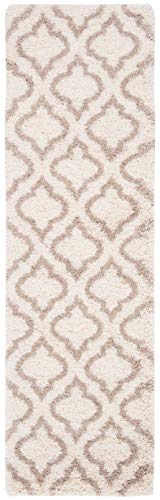 SAFAVIEH Hudson Shag Collection Runner Rug - 2'3" x 8', Ivory & Beige, Moroccan Design, Non-Shedding & Easy Care, 2-inch Thick Ideal for High Traffic Areas in Living Room, Bedroom (SGH284D)