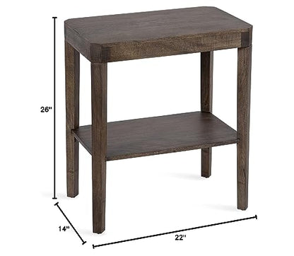 Talcott Farmhouse Rectangle Wood Side Table; 22 x 14 x 26; Gray; Decorative Modern Two Tier End Table for Use as a Bedroom Nightstand or Living Room Accent