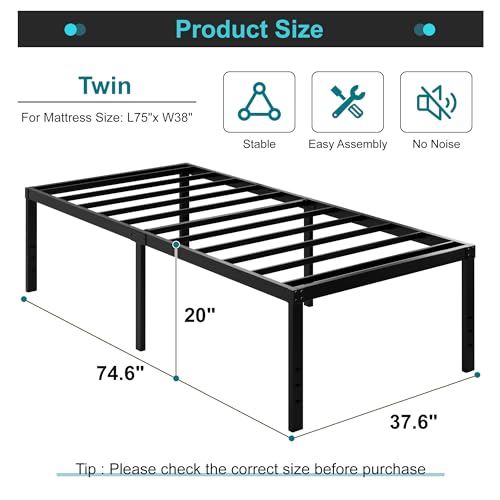 Heavy Duty Metal Twin Bed Frame, view 3