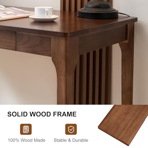 Solid Wood Desk with Drawers, Home Office Desk for Small Spaces, view 6