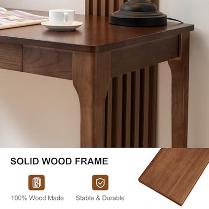Solid Wood Desk with Drawers, Home Office Desk for Small Spaces, view 6