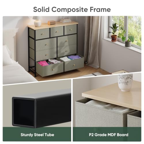 Fabric Dresser for Bedroom with 9 Drawers, Storage Tower, view 8