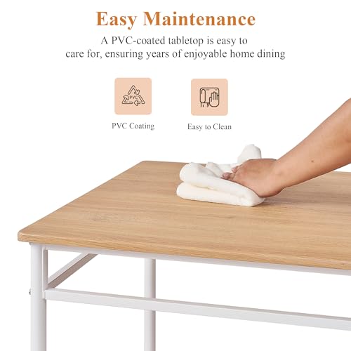 Dining Table Set for 4, 5-Piece Wood Kitchen Table with Chairs for Small Space, Breakfast Nook, Space-Saving, Natural White